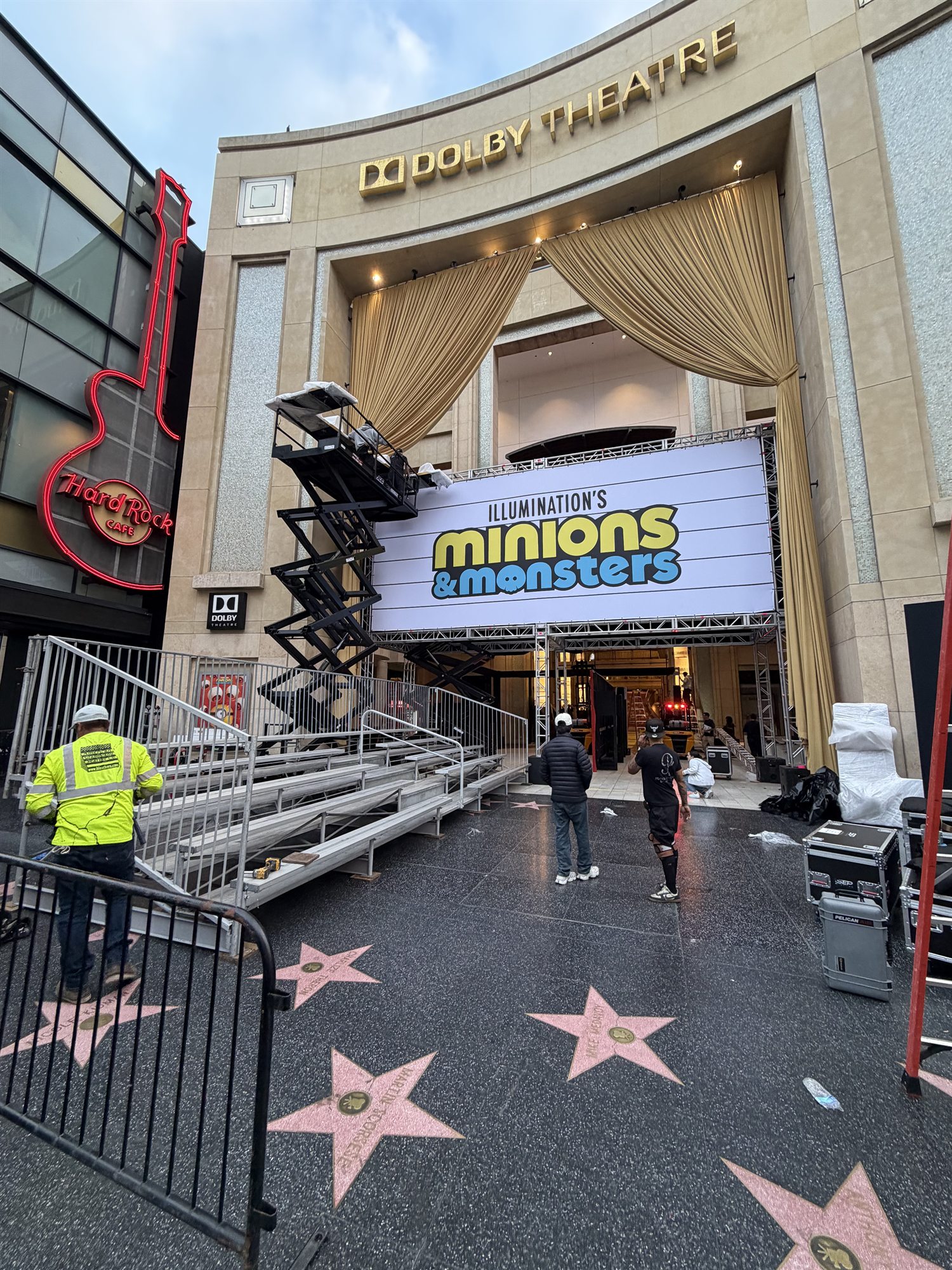 Temporary event seating installation outside the Dolby Theatre